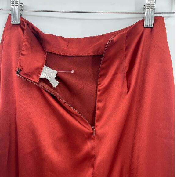 Asos Maxi Wrap Satin Skirt Sz 0 Rust Y2K Minimalist Formal Bias Sleek Modern - Picture 6 of 12